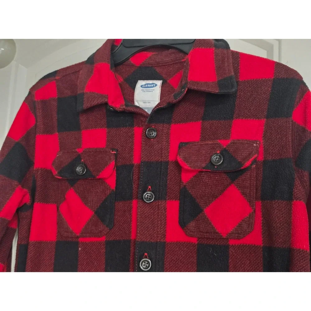 Old Navy Kids Red Black Buffalo‎ Plaid Flannel Shirt - Size M (8)